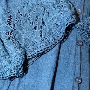 Elegant Teal Blue Lace Women's Tunic